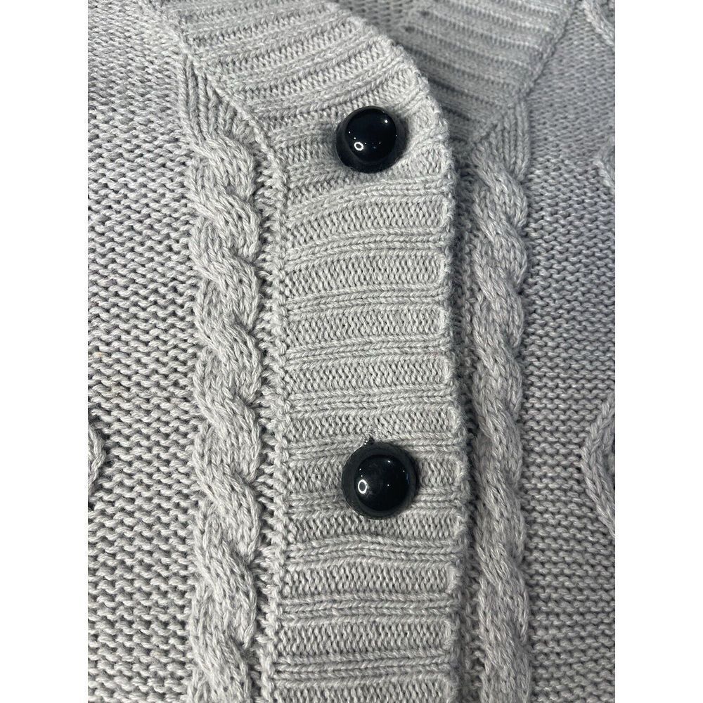 Venus Cardigan Sweater Women 2X Long Line Black Button V Neck Heather Gray - Picture 2 of 4